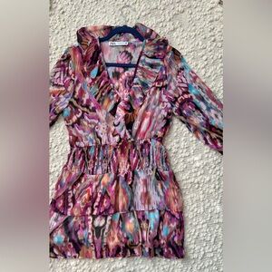 Zara Pink and Brown Floral Top